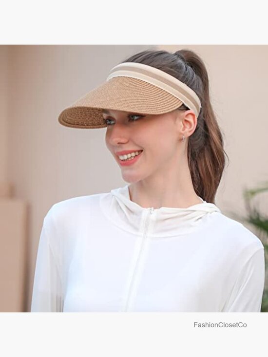 Widen Brim Straw Sun Hat Visor Bowknot Adjustable Beach Hat